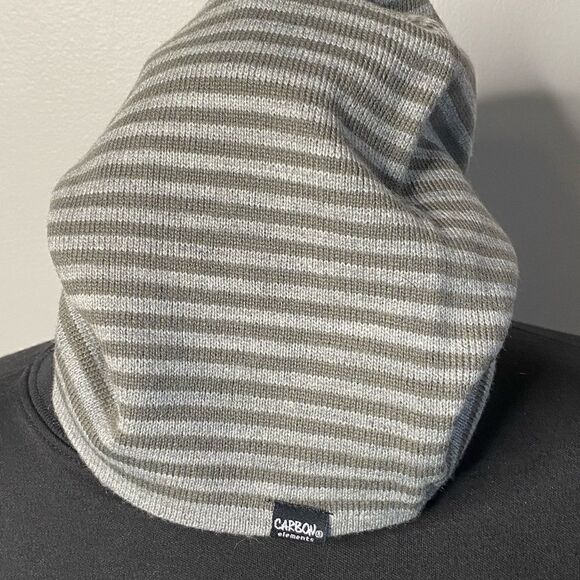 Carbon Elements Reversible large and small striped grey beanie hat one size - Picture 3 of 5